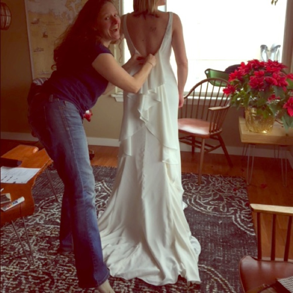 David’s Bridal Ruffle Backed Wedding Dress